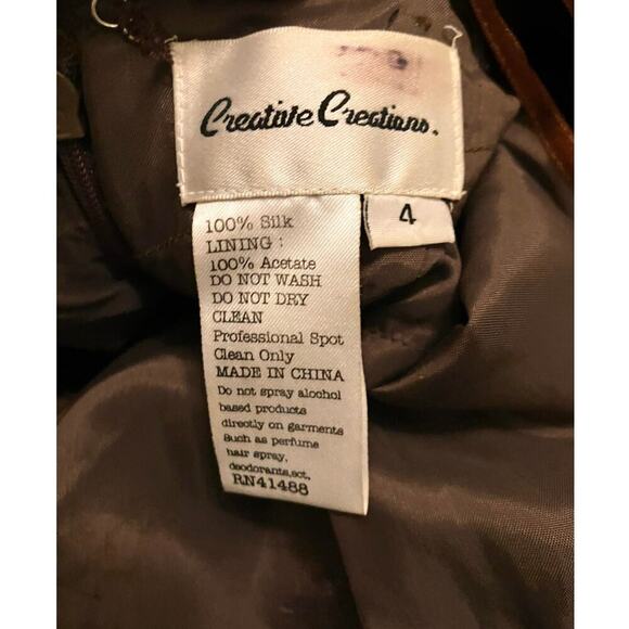 Vintage Creative Creations Dress 4 Brown Silk Crossback Long Sleeveless Formal - Picture 6 of 6